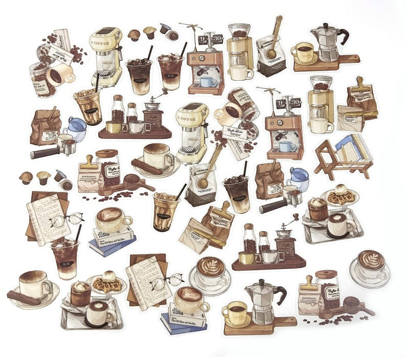 Vintage Story Sticker Set – 40 pcs Cozy Journaling Bundle 📜☕️